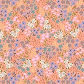 Ditsy Delilah Tiny  Antique Dusty Pink  Blush Wallpaper  Peony  Sage