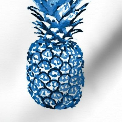Pineapple Blue Monochrome Watercolor tropical fruit Summer / Large Scale