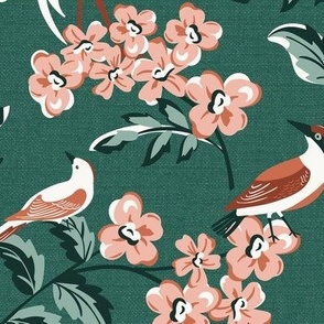 Bird Watching Green Pink Large Scale