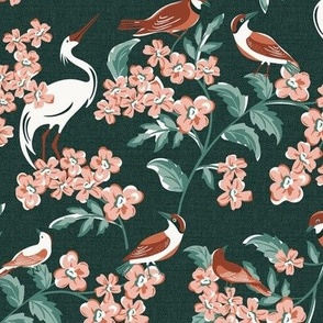 Bird Watching Dark Green Pink Regular Scale