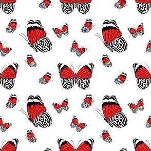 Red black-white butterflies Pattern