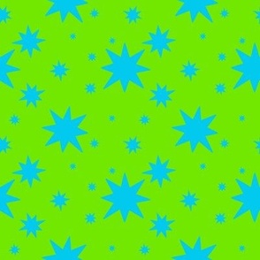 Bright Blue Stars on the  bright green background