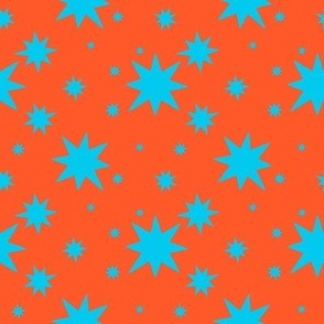 Bright Blue Stars on the  bright orange background