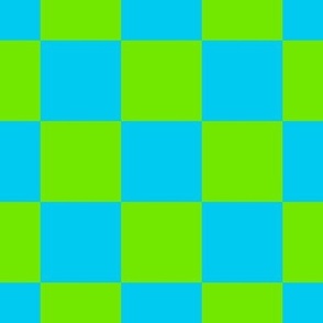 Bright Blue and  bright green Classic Checker