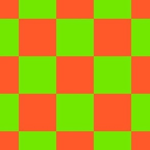 Bright green and  bright orange Classic Checker