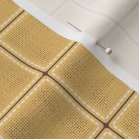 (M)Cornsilk Yellow Stitched Textured Tiles, Mid Scale