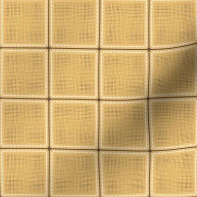 (M)Cornsilk Yellow Stitched Textured Tiles, Mid Scale