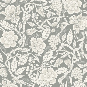 Lush Floral Light Grey large scale 24''