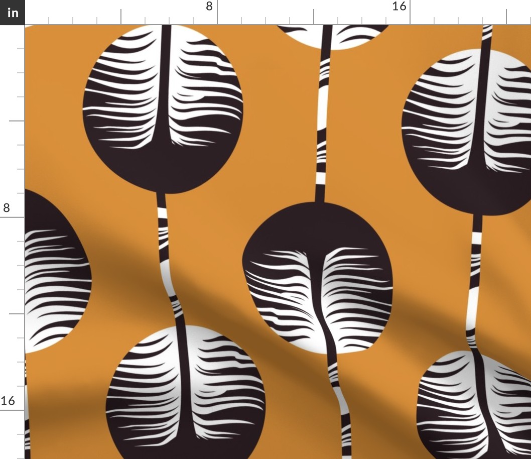 L - Gold Orange Retro Abstract Okapi animal