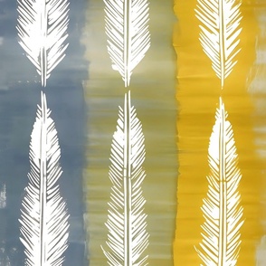 Shibori Feathers - Denim to Yellow