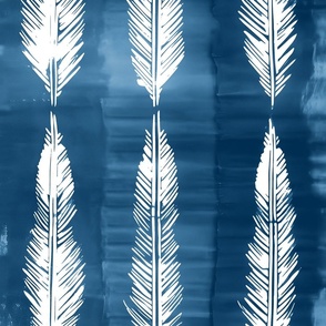 Shibori Feathers - Indigo Blue