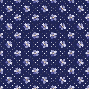 Very Peri Doodle Blossoms on Navy - small scale - mix and match