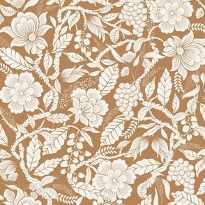 Lush Floral Tan large scale 24''