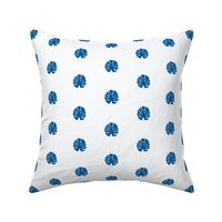 Blue Monstera Leaf Minimalistic Simple Tropical Summer jungle leaves Pattern in white and blue