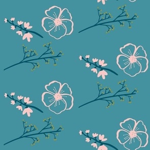 Blue Floral Blender Amelia Rose Less White (large print)