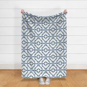 Chinoiserie bamboo trellis - pastel comforts coordinate - sky blue and navy blue on soft white - extra large