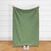 Chinoiserie bamboo trellis - pastel comforts coordinate - dark olive green on mid-green - large