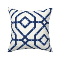 Chinoiserie bamboo trellis - navy blue and bright blue on Natural (#FEFDF4) - large