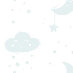 Clouds Nursery Wallpaper Aqua