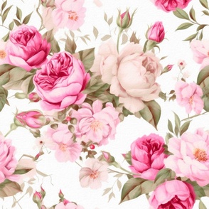 Pink vintage roses,white background 