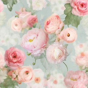 Elegant pink roses,peonies art