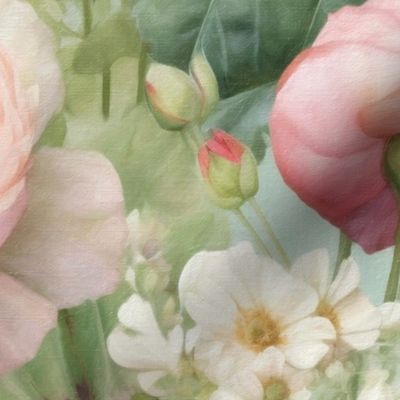 Spring flowers,vintage roses,peony art