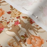 floral deer brown