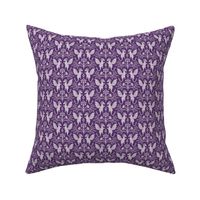 Dragons Damask - traditional, fantasy, floral, goth - royal purple - Pollinator Dragons coordinate - small