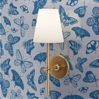Vintage Butterflies in Blue // Monochromatic, linen texture