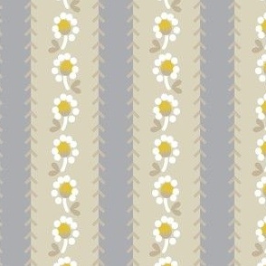 Ditsy Daisy Vertical Stripe in Taupe