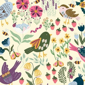 Magical meadow birds - Large