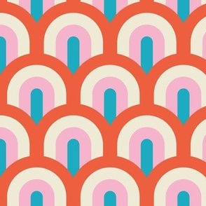 Kitschy Retro Arches - red and blue