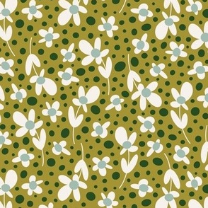 Ditsy Daisy Dots - Chartreuse Green - Small Scale