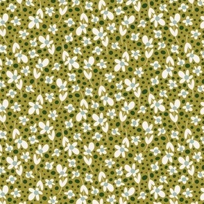 Ditsy Daisy Dots - Chartreuse Green - Extra Small Scale