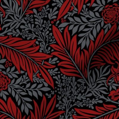 1874 William Morris "Larkspur" - Stanford colors - Cardinal and Cool Gray on Black