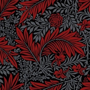 1874 William Morris "Larkspur" - Stanford colors - Cardinal and Cool Gray on Black