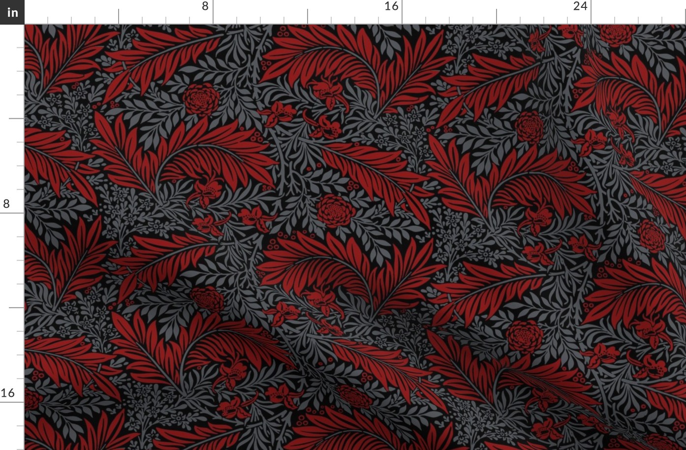 1874 William Morris "Larkspur" - Stanford colors - Cardinal and Cool Gray on Black