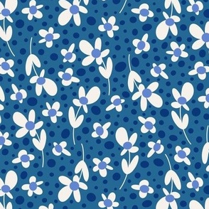 Ditsy Daisy Dots - Cerulean Blue - Small Scale