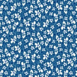 Ditsy Daisy Dots - Cerulean Blue - Extra Small Scale