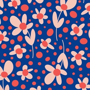 Ditsy Daisy Dots - Cobalt Blue - Large Scale