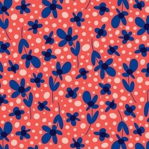 Ditsy Daisy Dots - Orange Red - Small Scale