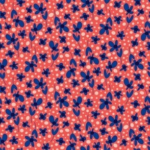 Ditsy Daisy Dots - Orange Red - Extra Small Scale