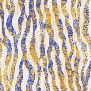 medium tiger vertical abstract in yellow and blue