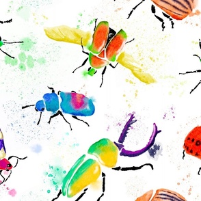 Hand Painted Watercolor Beetle Bugs