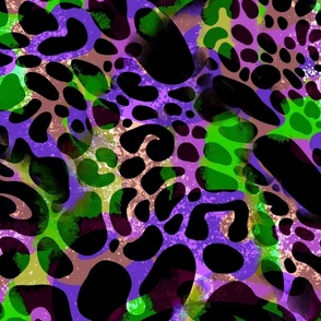 Wild Cat Bold Abstract Animal Print Large Jumbo Purple Green Yellow Black