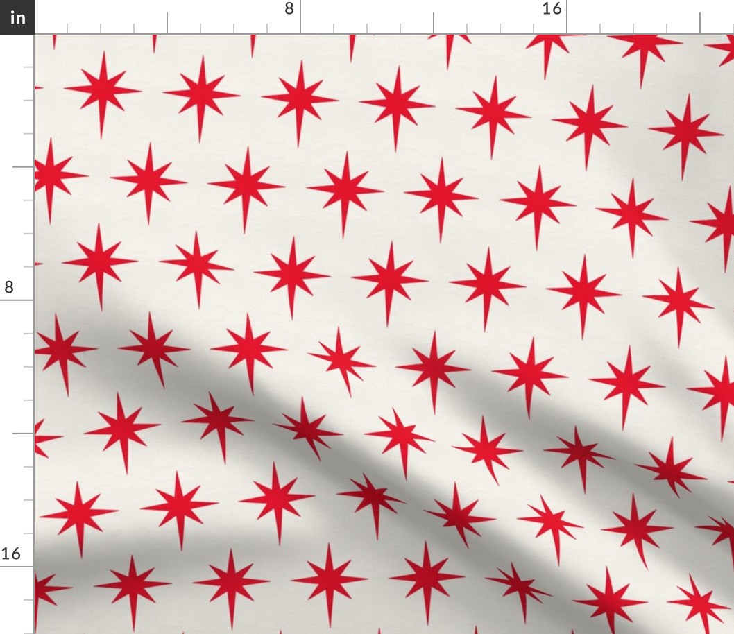 Preppy red stars on cream background for Christmas