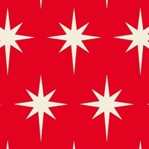 Preppy white stars on red background for Christmas