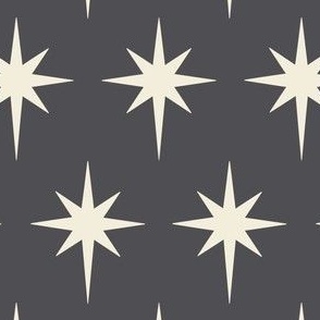 Preppy white stars on a dark grey background for Christmas 