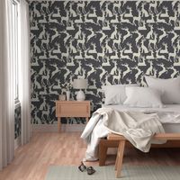 Dark grey jumping and sitting reindeer for preppy christmas table and wallpaper