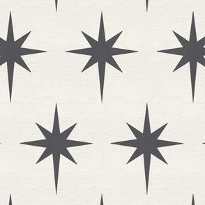 Preppy dark grey stars on a cream background for Christmas 